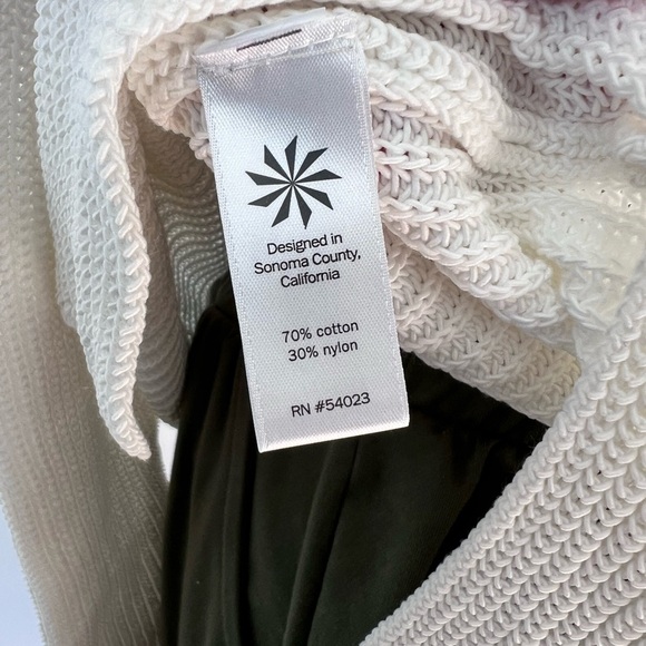 Athleta White Highline Sweater Tunic, V-Neck Cotton Blend Structural Knit - Picture 6 of 7